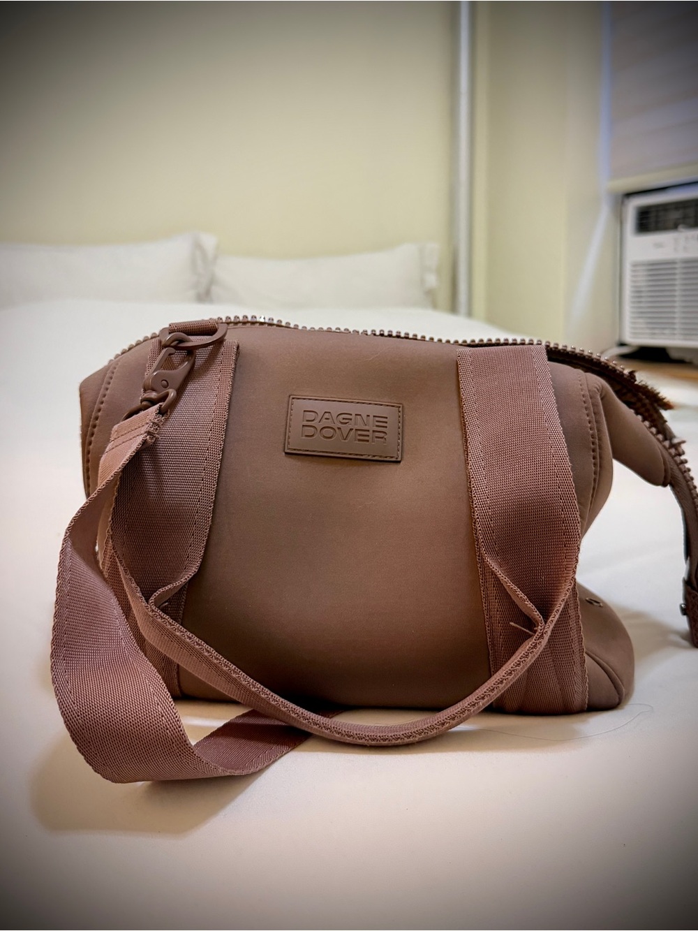 Dagne Dover Dusty Mauve Crossbody Bag with Wide Strap